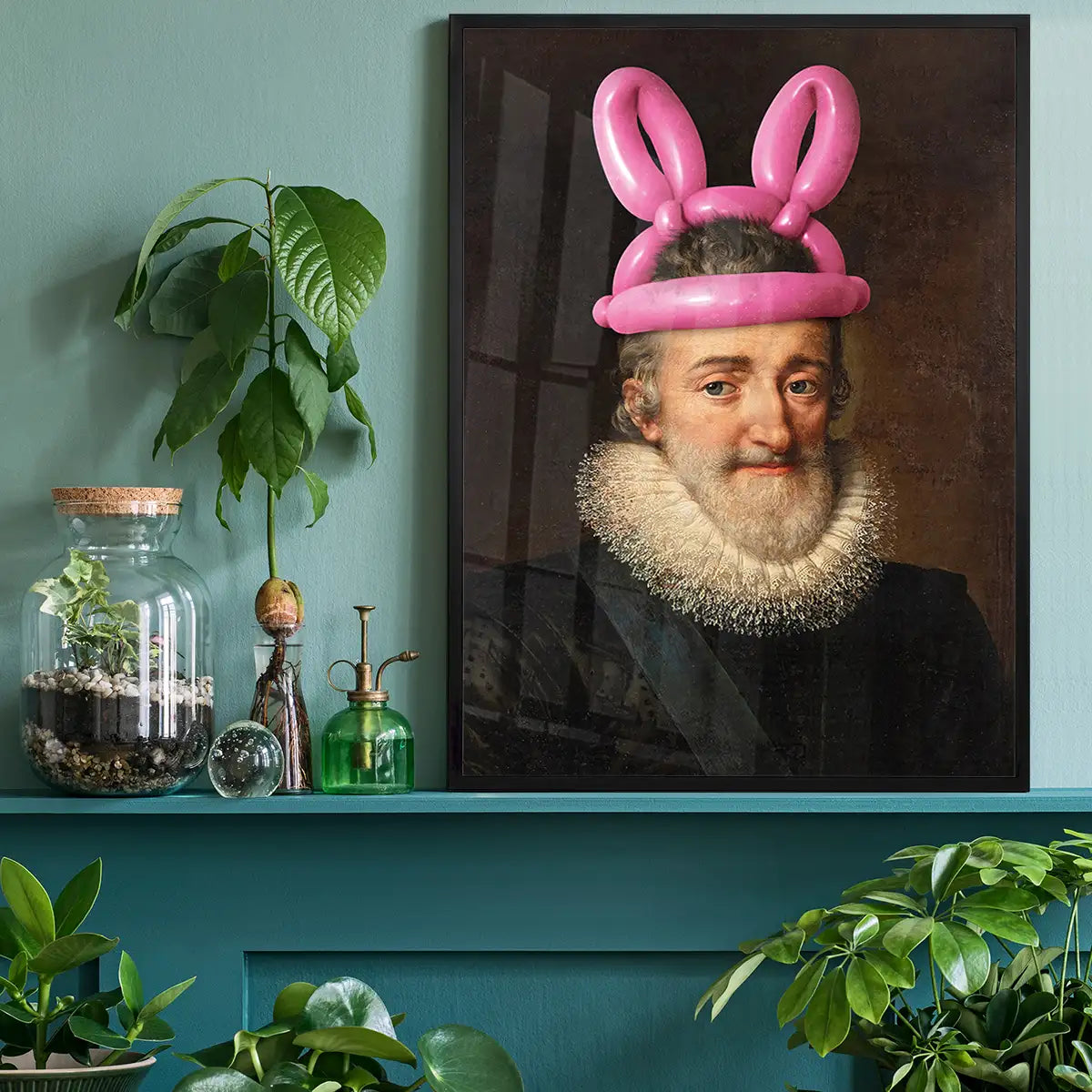 King Henri IV of France with Balloon Bunny Rabbit Ears Print