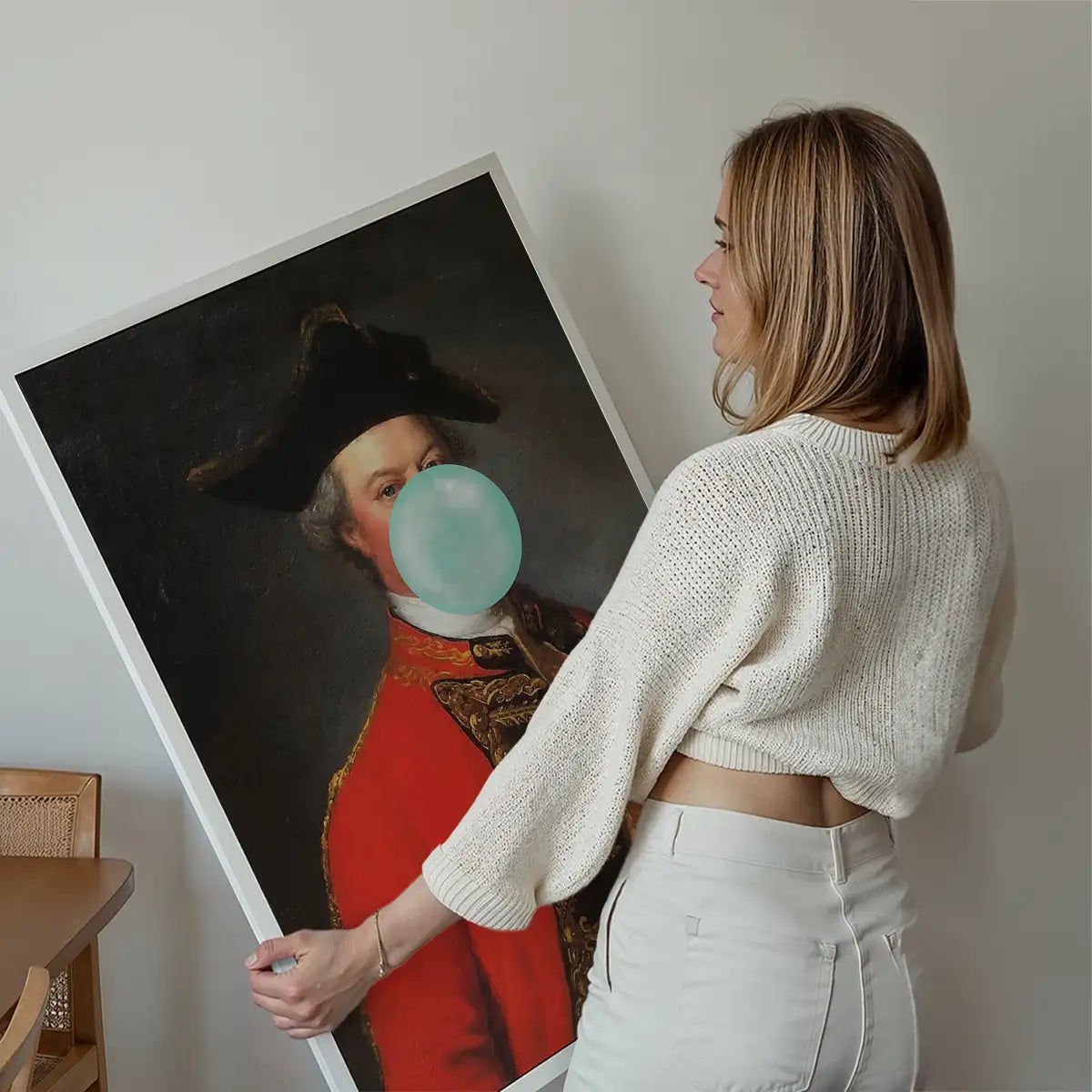 Military Bubblegum Blowing Portrait Print