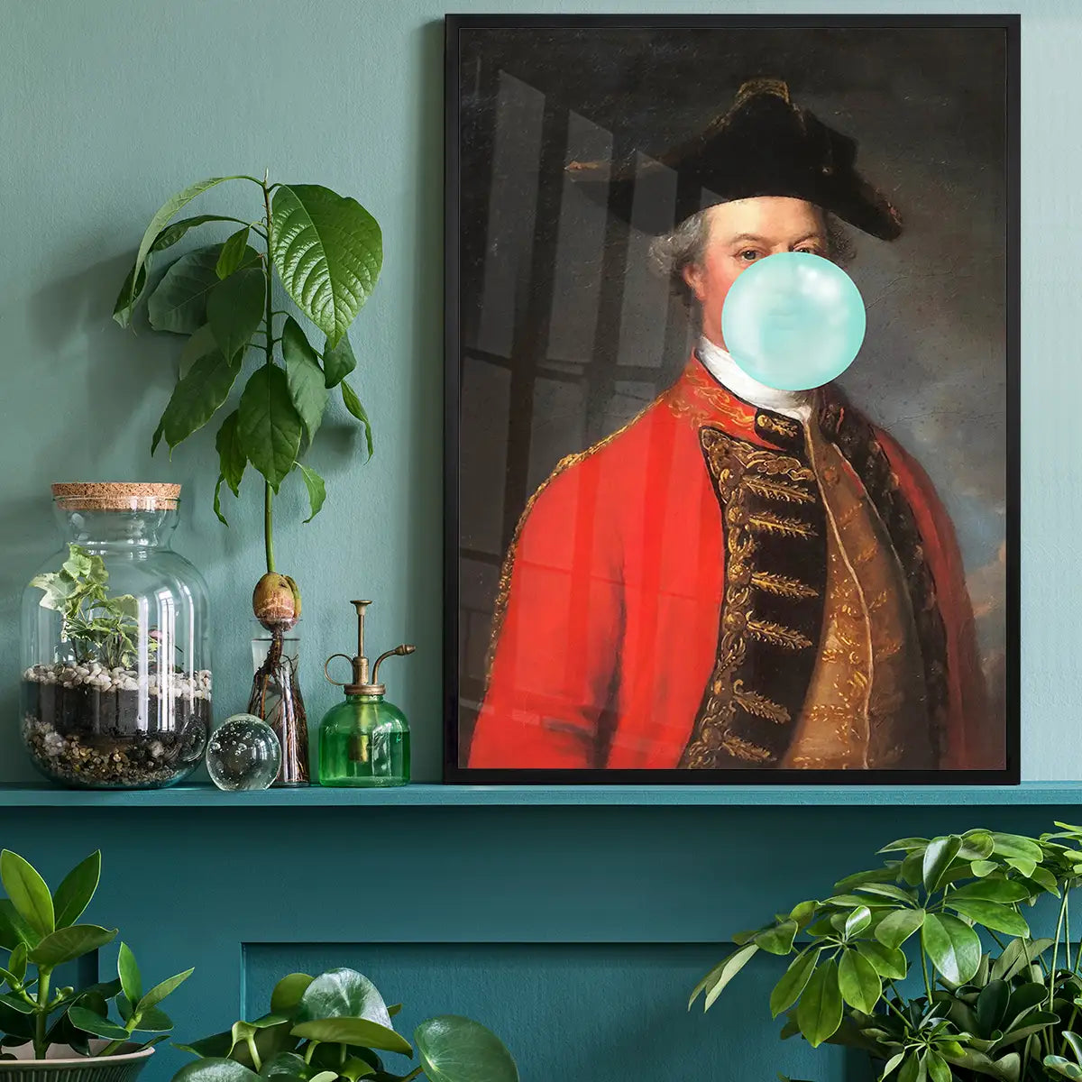Military Bubblegum Blowing Portrait Print