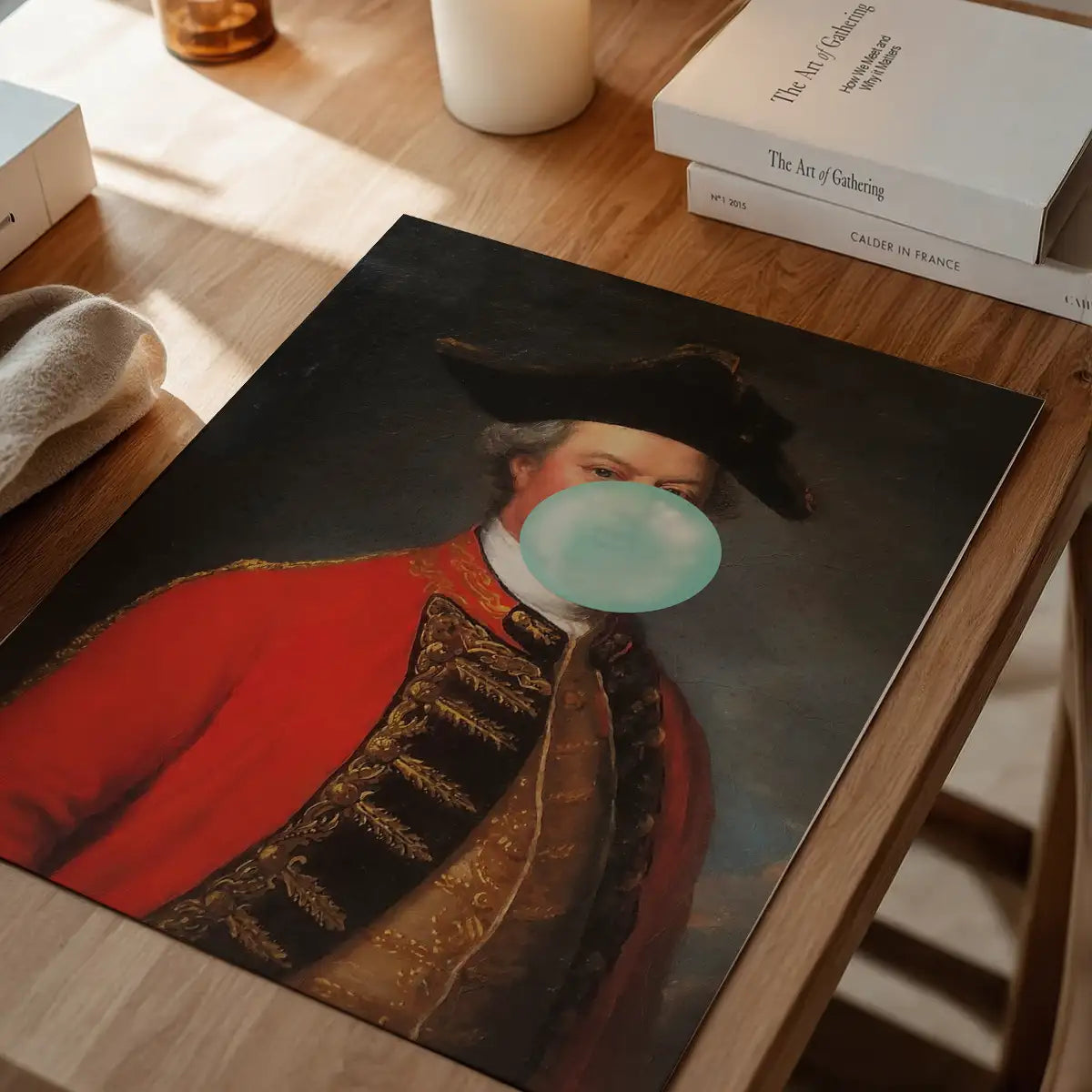 Military Bubblegum Blowing Portrait Print
