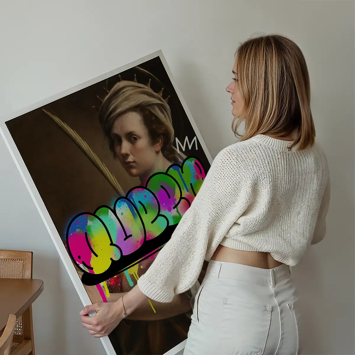 Queen Graffiti Tag Portrait Print