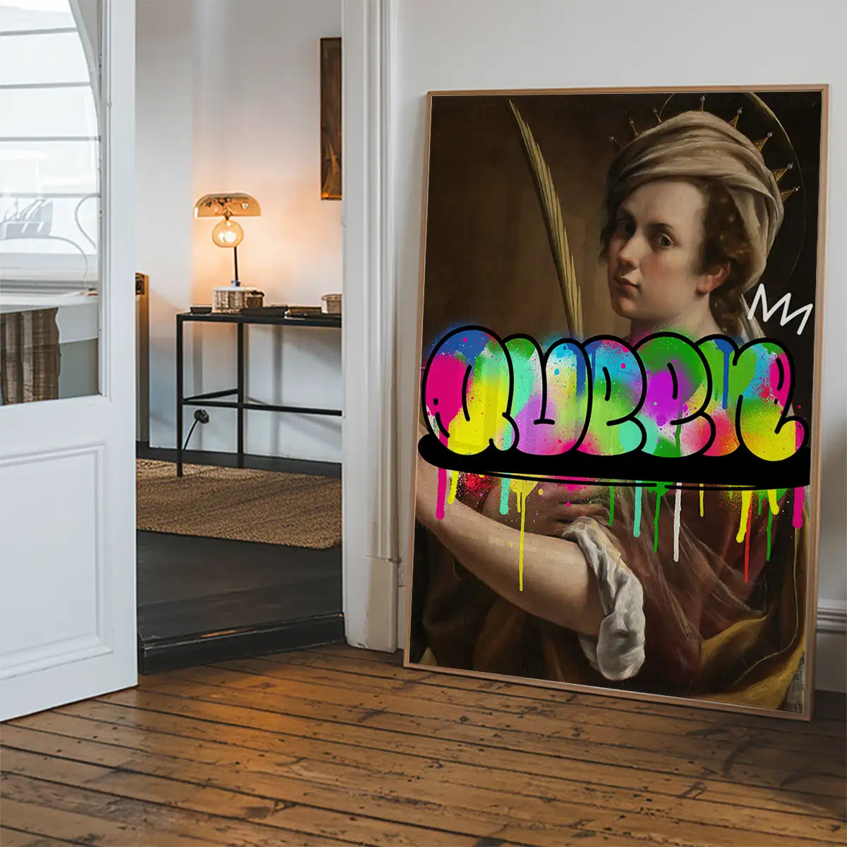 Queen Graffiti Tag Portrait Print