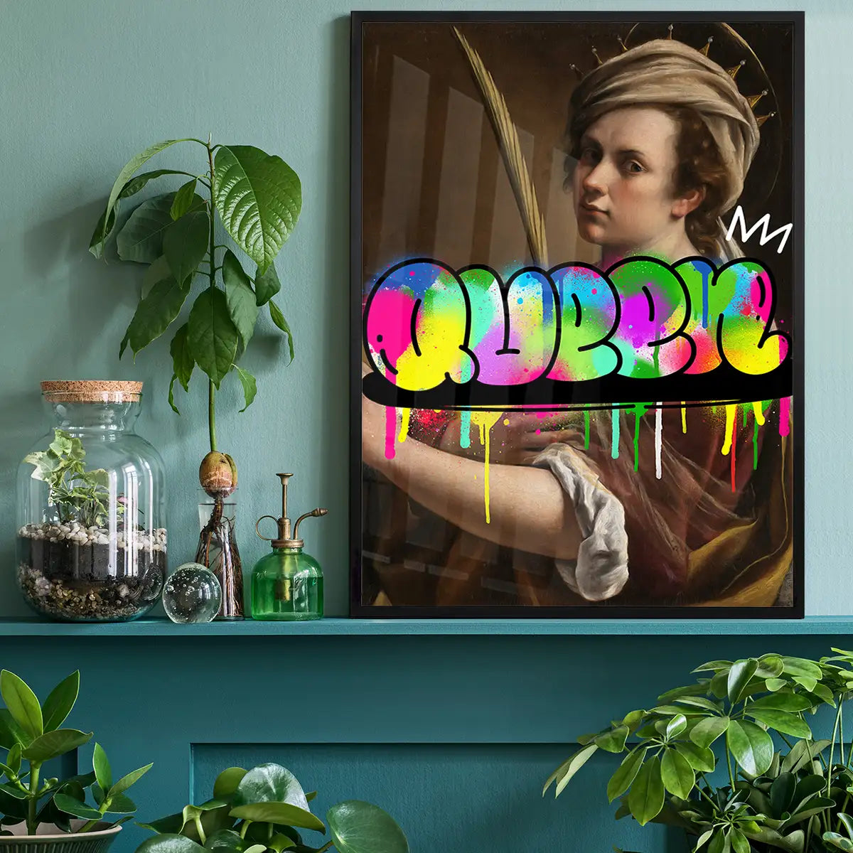 Queen Graffiti Tag Portrait Print