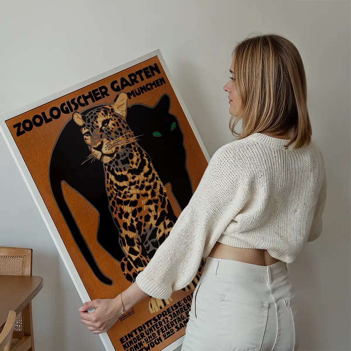Vintage Munchen Zoo Leopard Poster