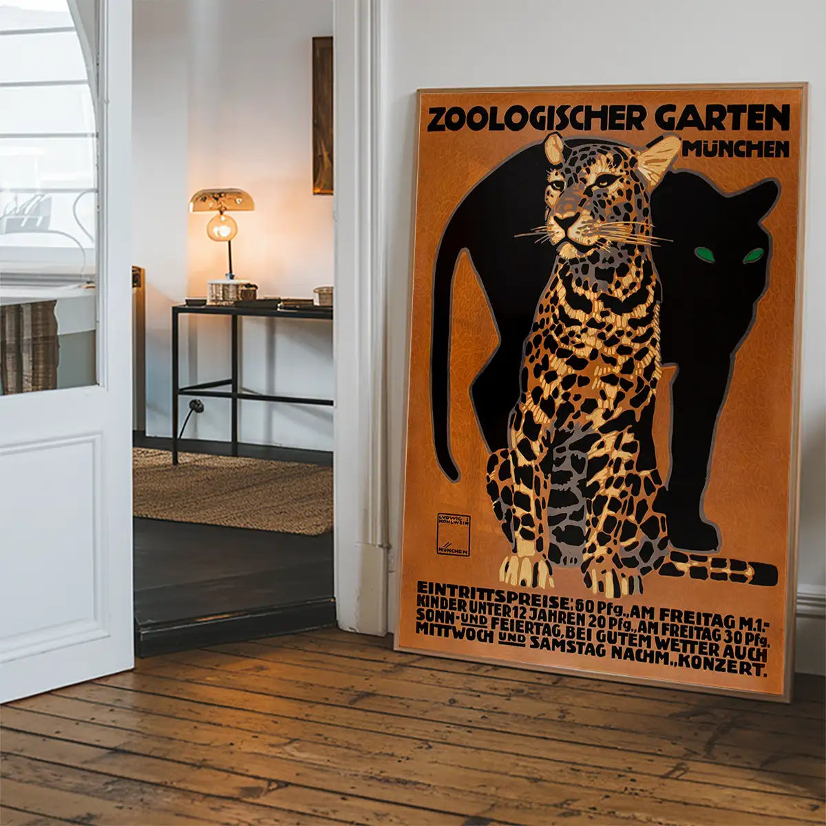 Vintage Munchen Zoo Leopard Poster