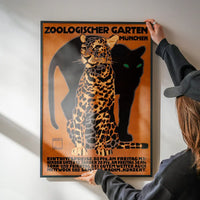 Vintage Munchen Zoo Leopard Poster