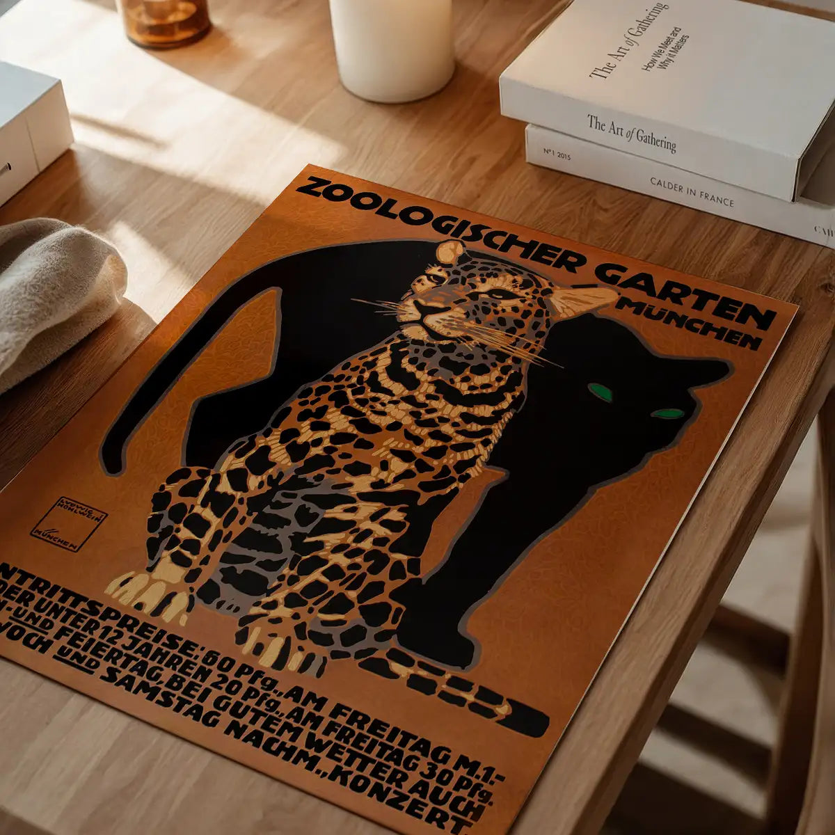 Vintage Munchen Zoo Leopard Poster