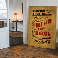 Federal Theatre vintage poster print shown framed in a home interior