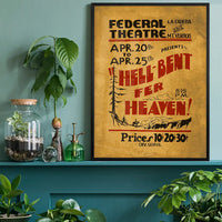 Federal Theatre vintage poster print shown in a lifestyle room mockup