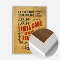 Federal Theatre vintage poster print in a white wood frame, side profile