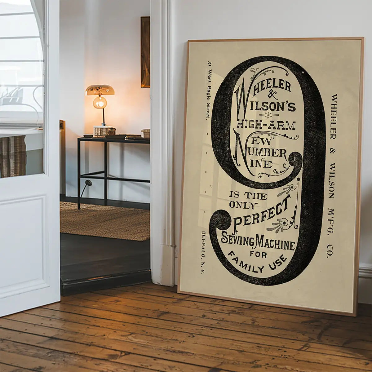 Wheeler and Wilsons Number 9 Sewing Machine Typography Print