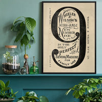 Wheeler and Wilsons Number 9 Sewing Machine Typography Print