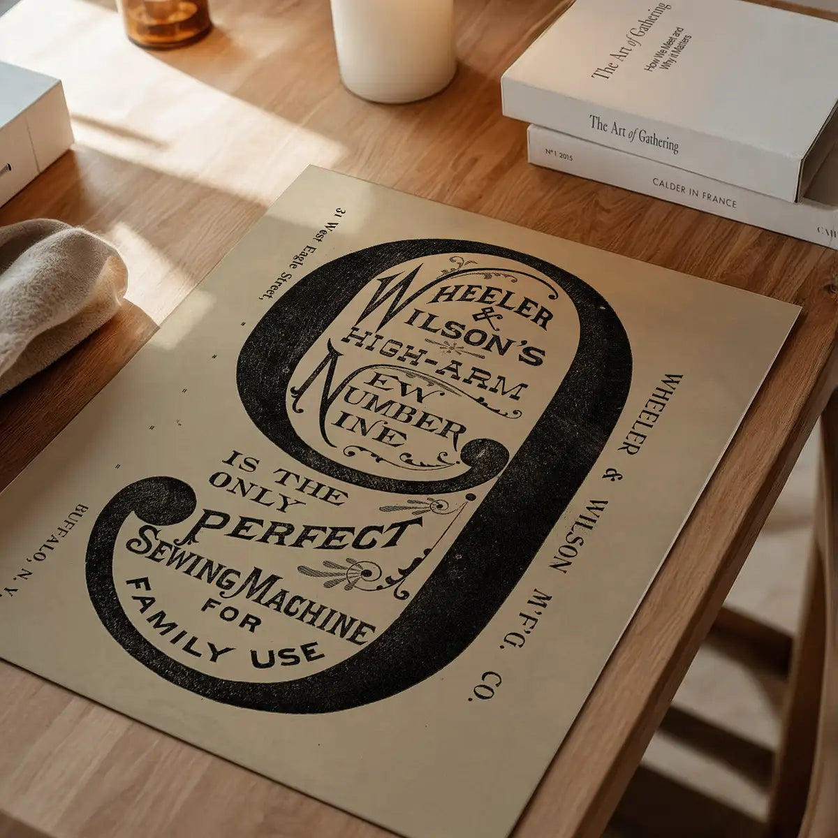 Wheeler and Wilsons Number 9 Sewing Machine Typography Print
