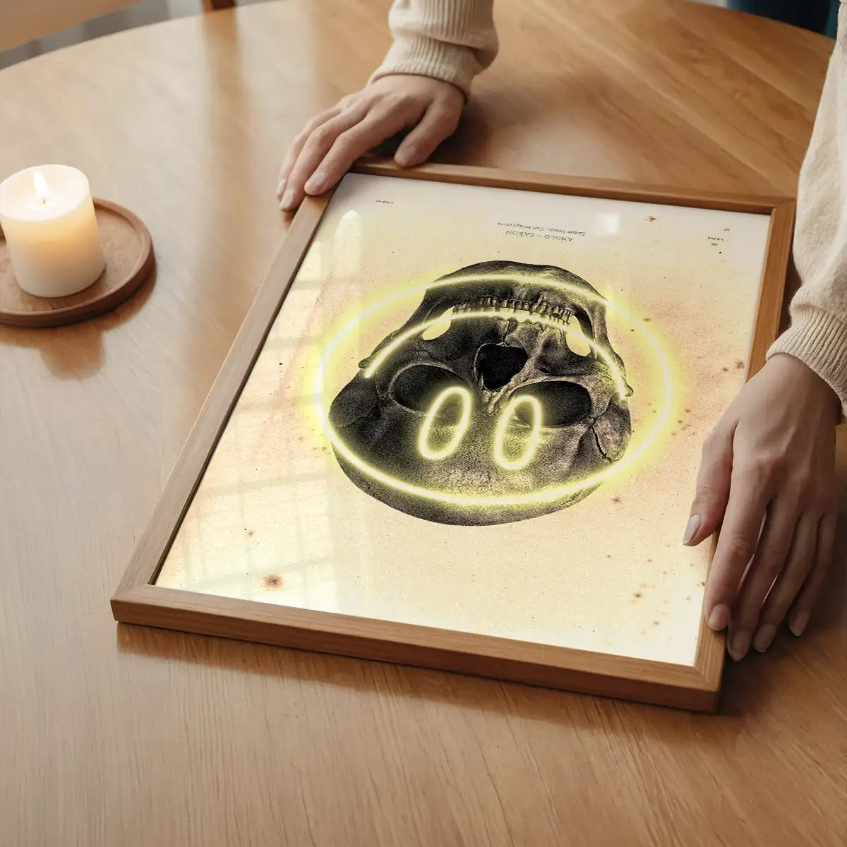 Happy Face Skull Neon Print