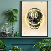 Happy Face Skull Neon Print