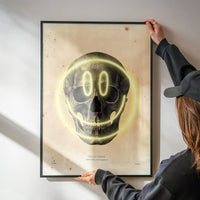 Happy Face Skull Neon Print