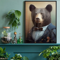 Black Bear Animal Head Portrait Print