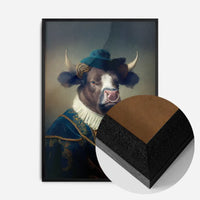 Bull with Hat Animal Head Portrait Print