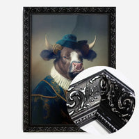 Bull with Hat Animal Head Portrait Print