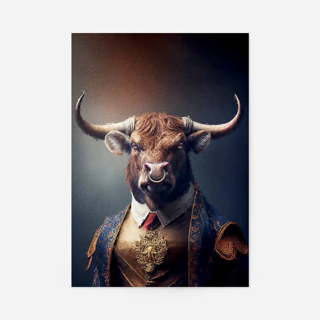 Bull Animal Head Portrait Print