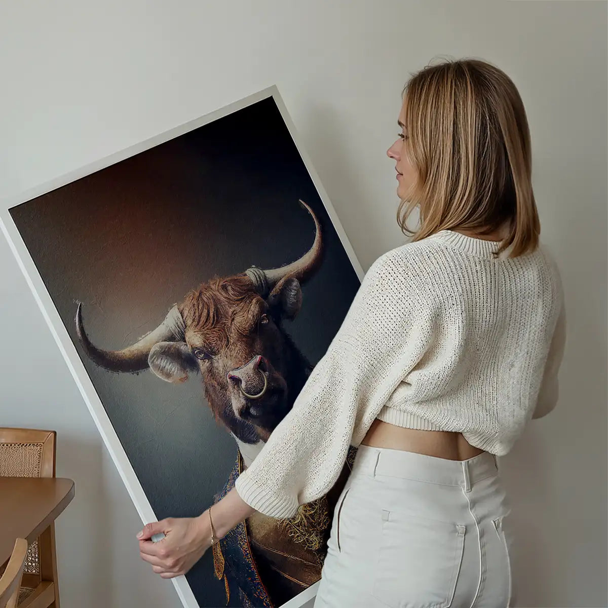 Bull Animal Head Portrait Print