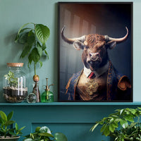 Bull Animal Head Portrait Print