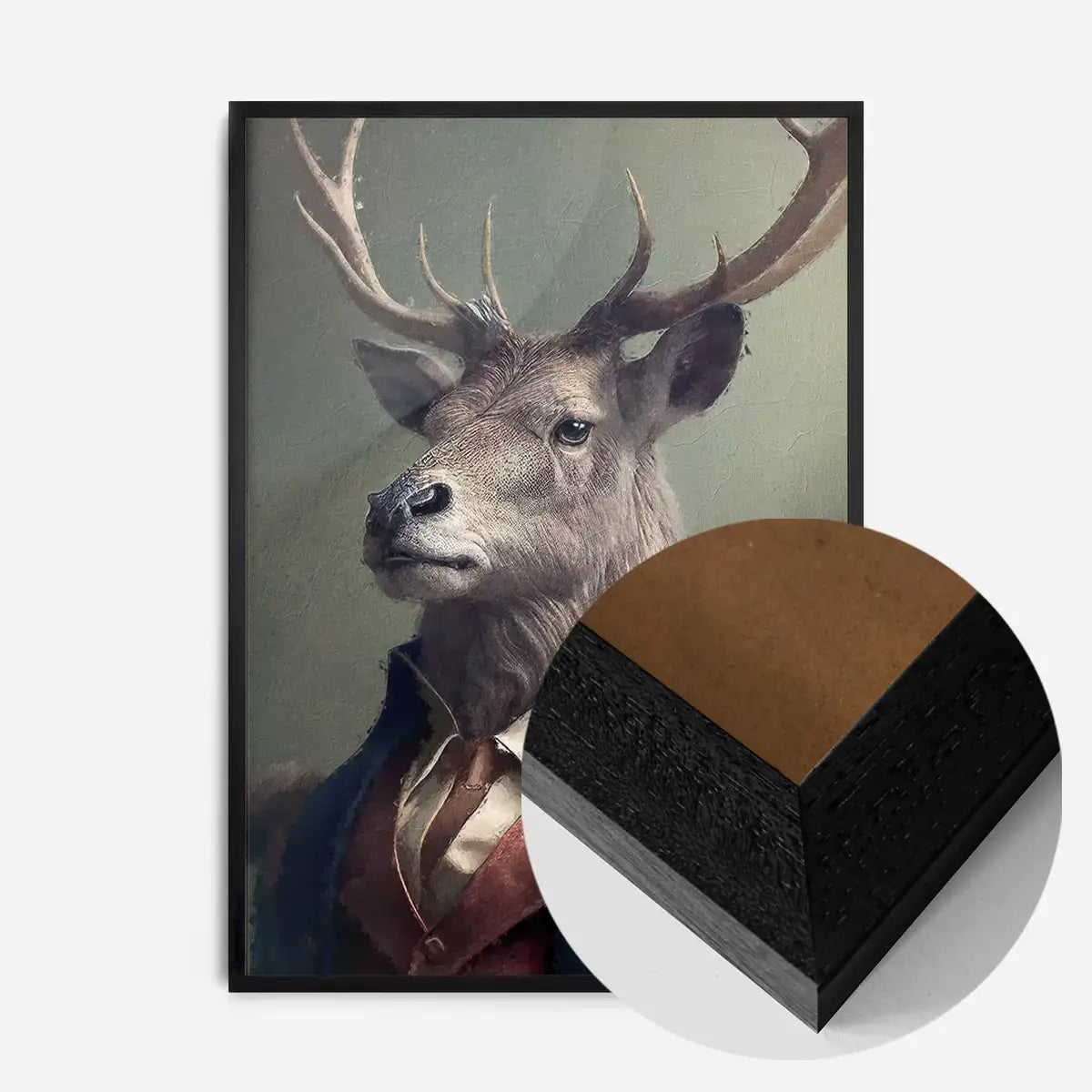 Military Stag Animal Head Portrait Print
