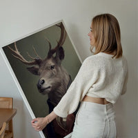 Military Stag Animal Head Portrait Print