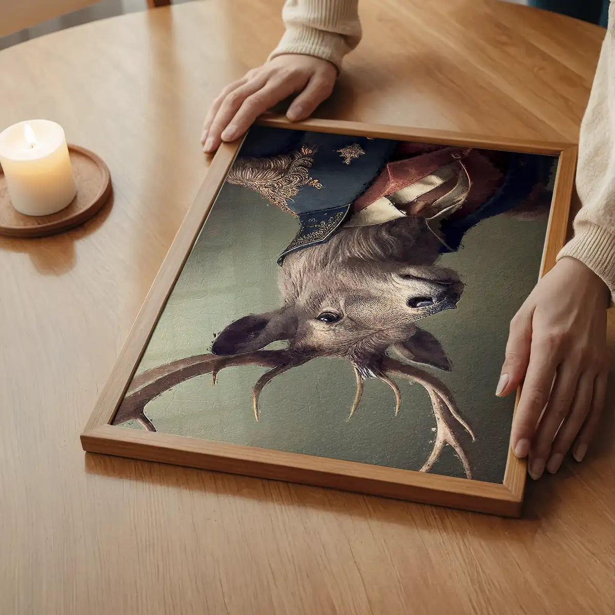 Military Stag Animal Head Portrait Print
