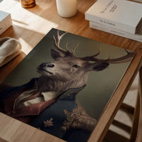 Military Stag Animal Head Portrait Print