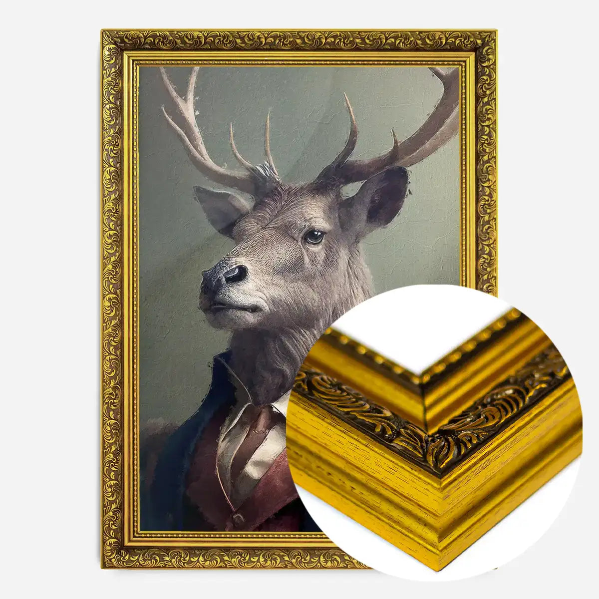 Military Stag Animal Head Portrait Print