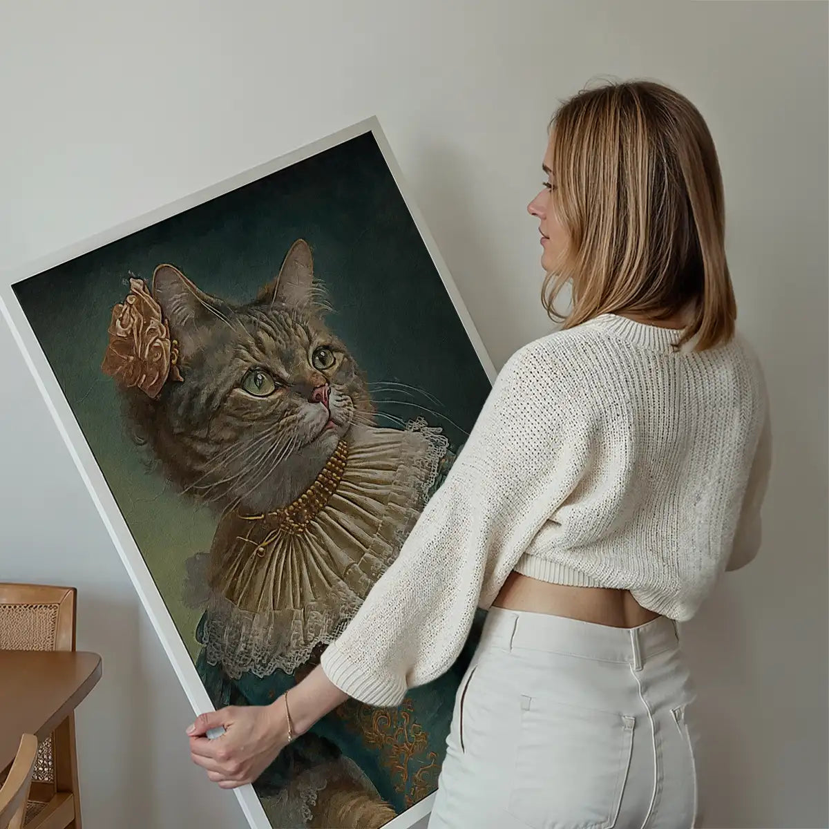 Tabby Cat Lady Animal Head Portrait Print