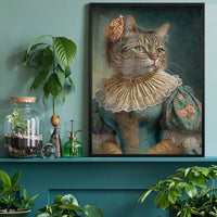 Tabby Cat Lady Animal Head Portrait Print