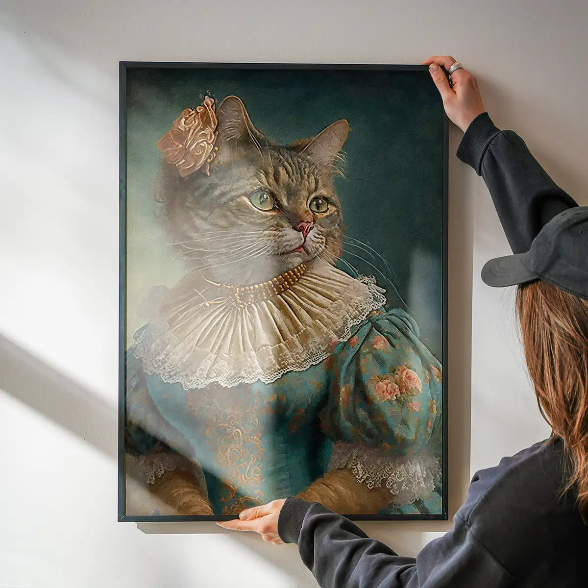 Tabby Cat Lady Animal Head Portrait Print