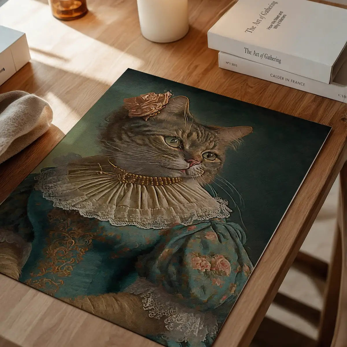 Tabby Cat Lady Animal Head Portrait Print