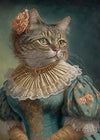 Tabby Cat Lady Animal Head Portrait Print Free Gift!