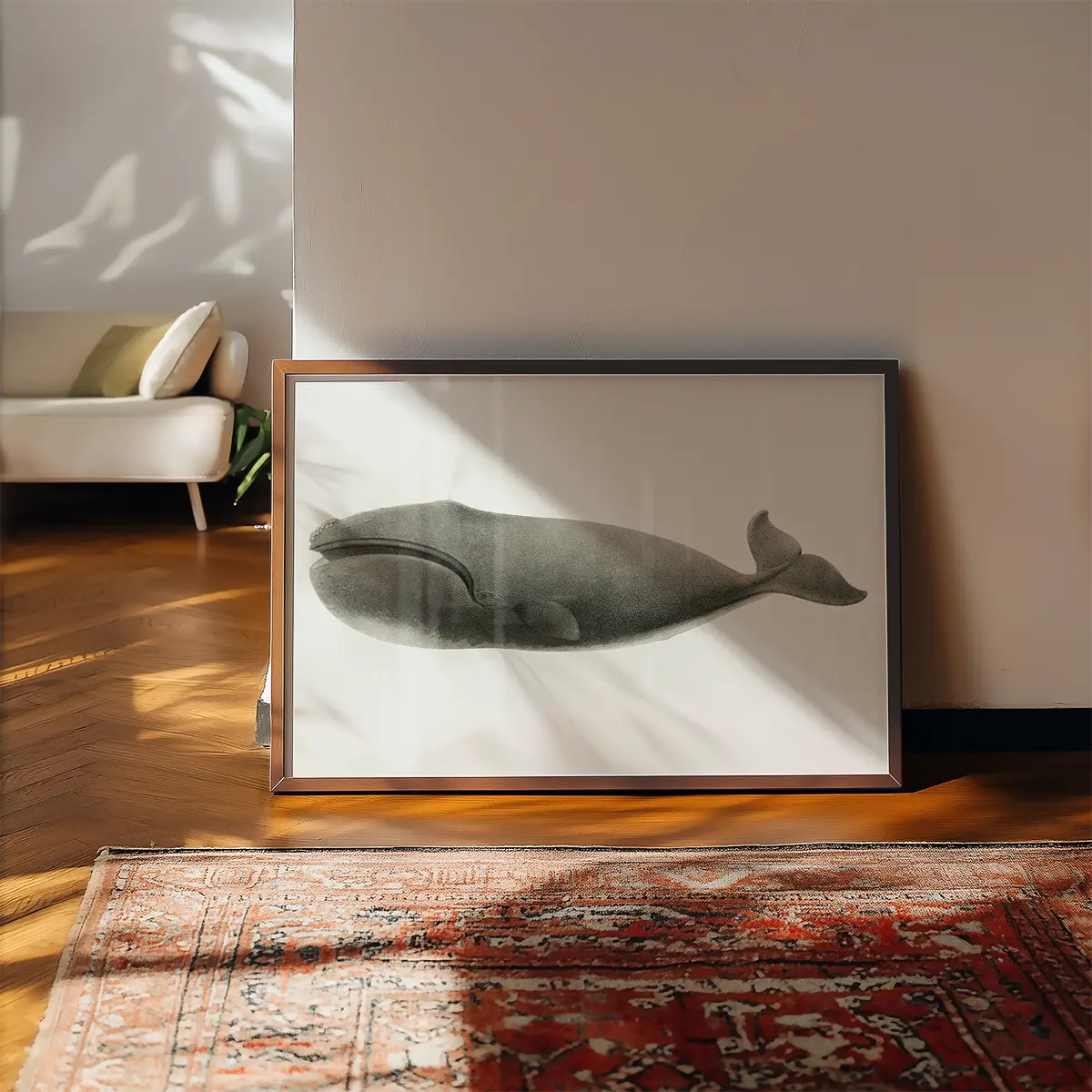 Vintage Pacific Whale Landscape Print