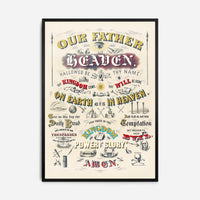 Our Father who art in Heaven Lords Prayer Typography Poster
