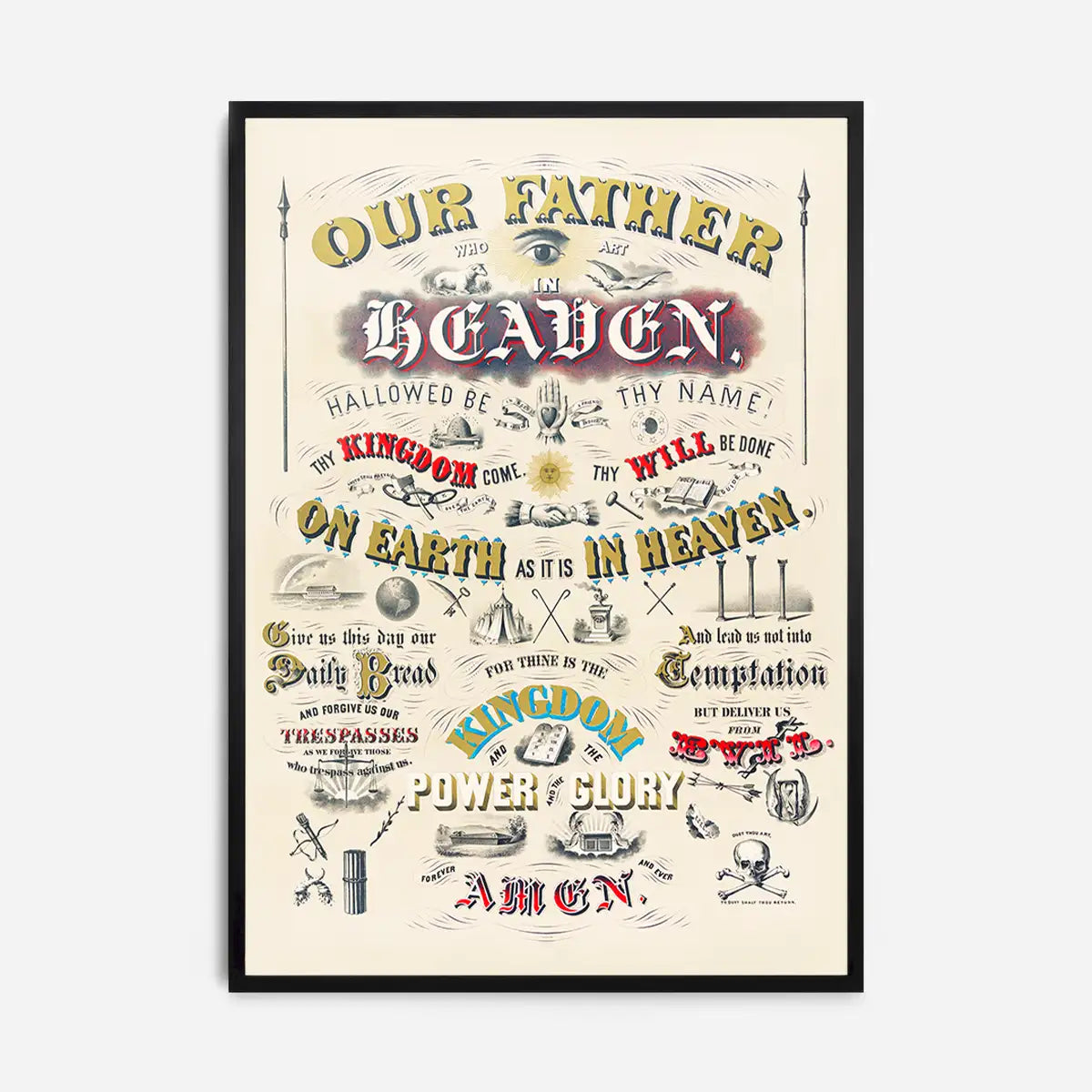 Our Father who art in Heaven Lords Prayer Typography Poster