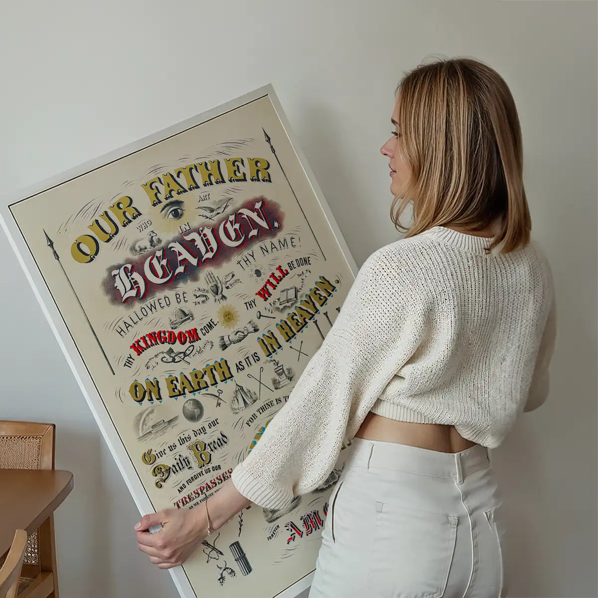 Our Father who art in Heaven Lords Prayer Typography Poster