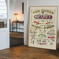 Our Father who art in Heaven Lords Prayer Typography Poster