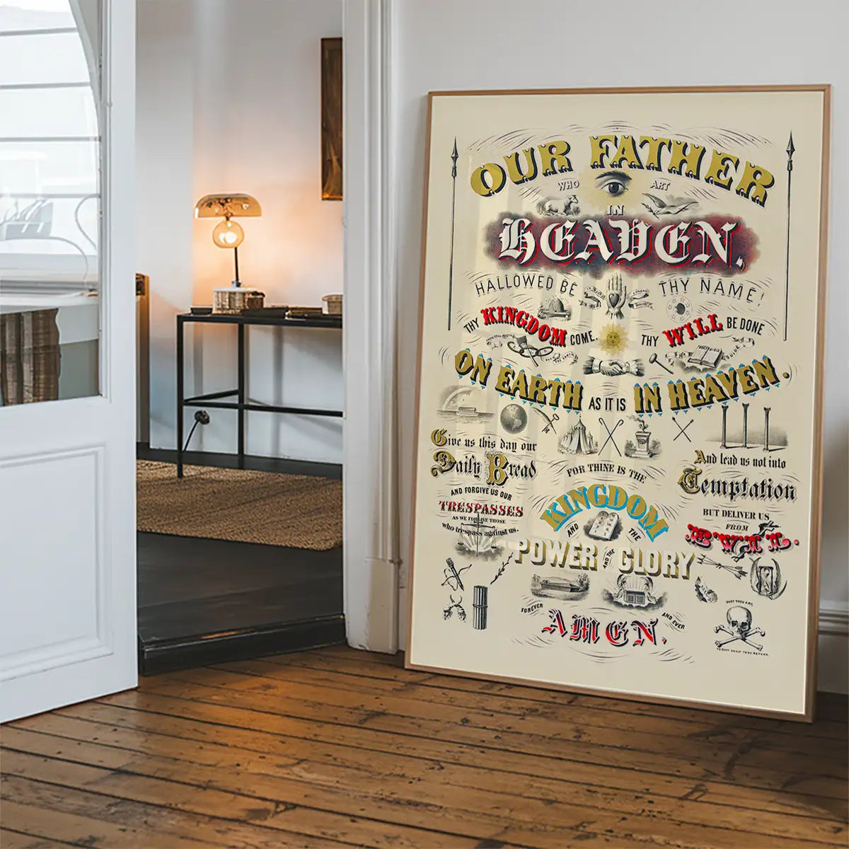 Our Father who art in Heaven Lords Prayer Typography Poster