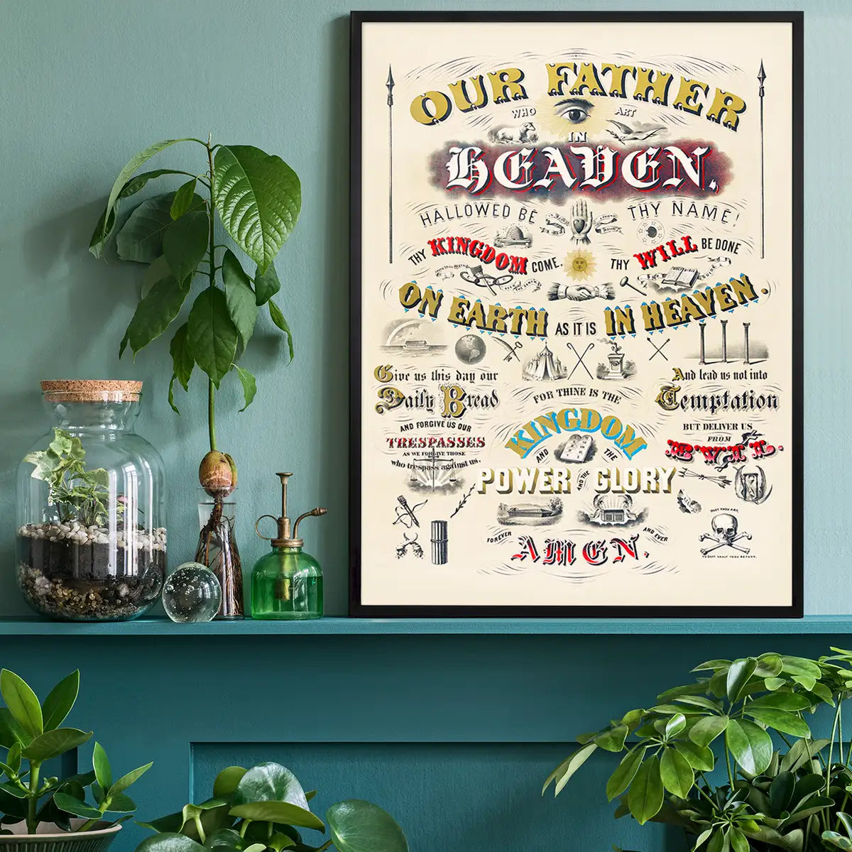 Our Father who art in Heaven Lords Prayer Typography Poster