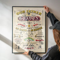 Our Father who art in Heaven Lords Prayer Typography Poster