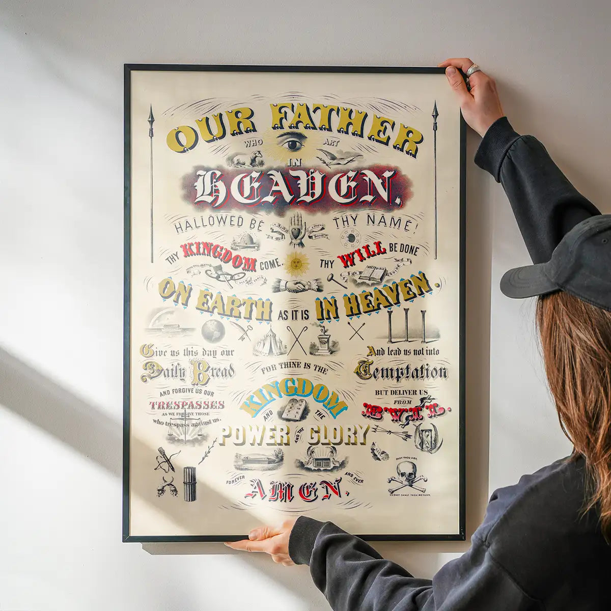 Our Father who art in Heaven Lords Prayer Typography Poster
