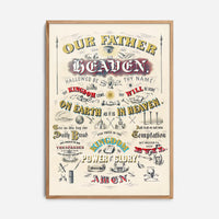 Our Father who art in Heaven Lords Prayer Typography Poster