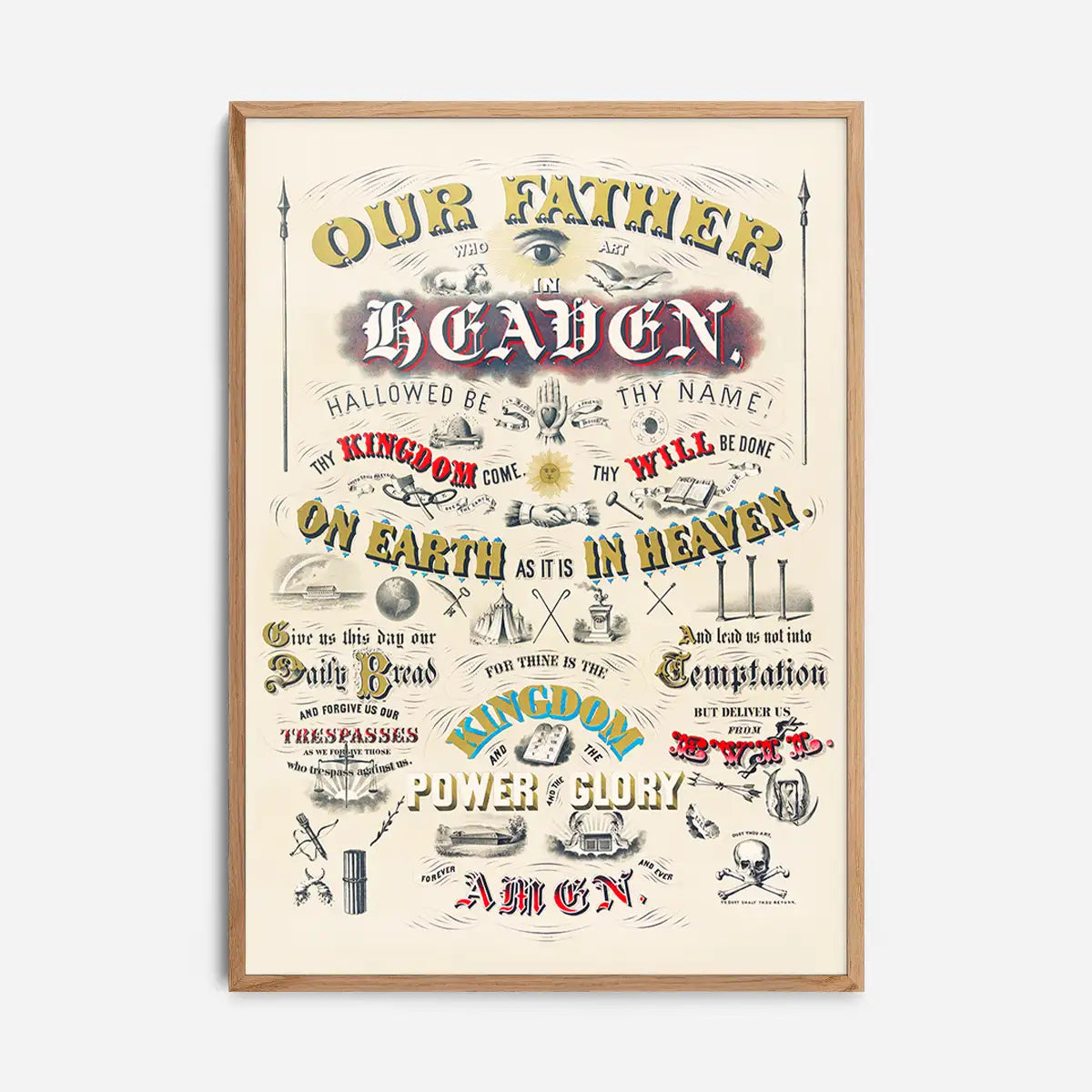 Our Father who art in Heaven Lords Prayer Typography Poster