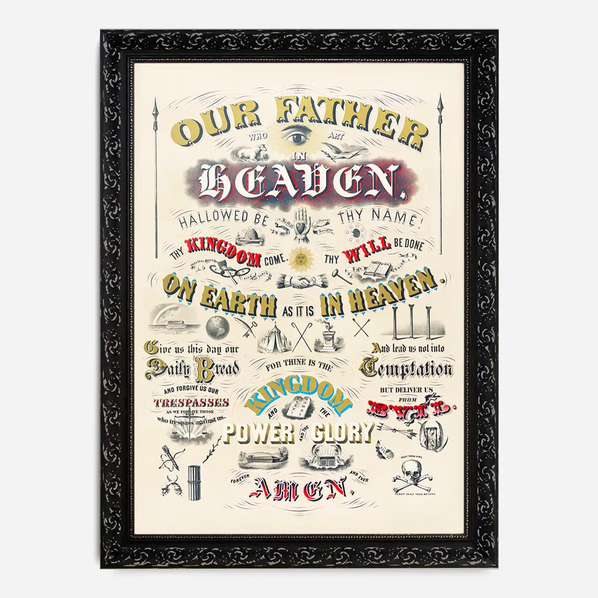 Our Father who art in Heaven Lords Prayer Typography Poster