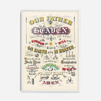 Our Father who art in Heaven Lords Prayer Typography Poster