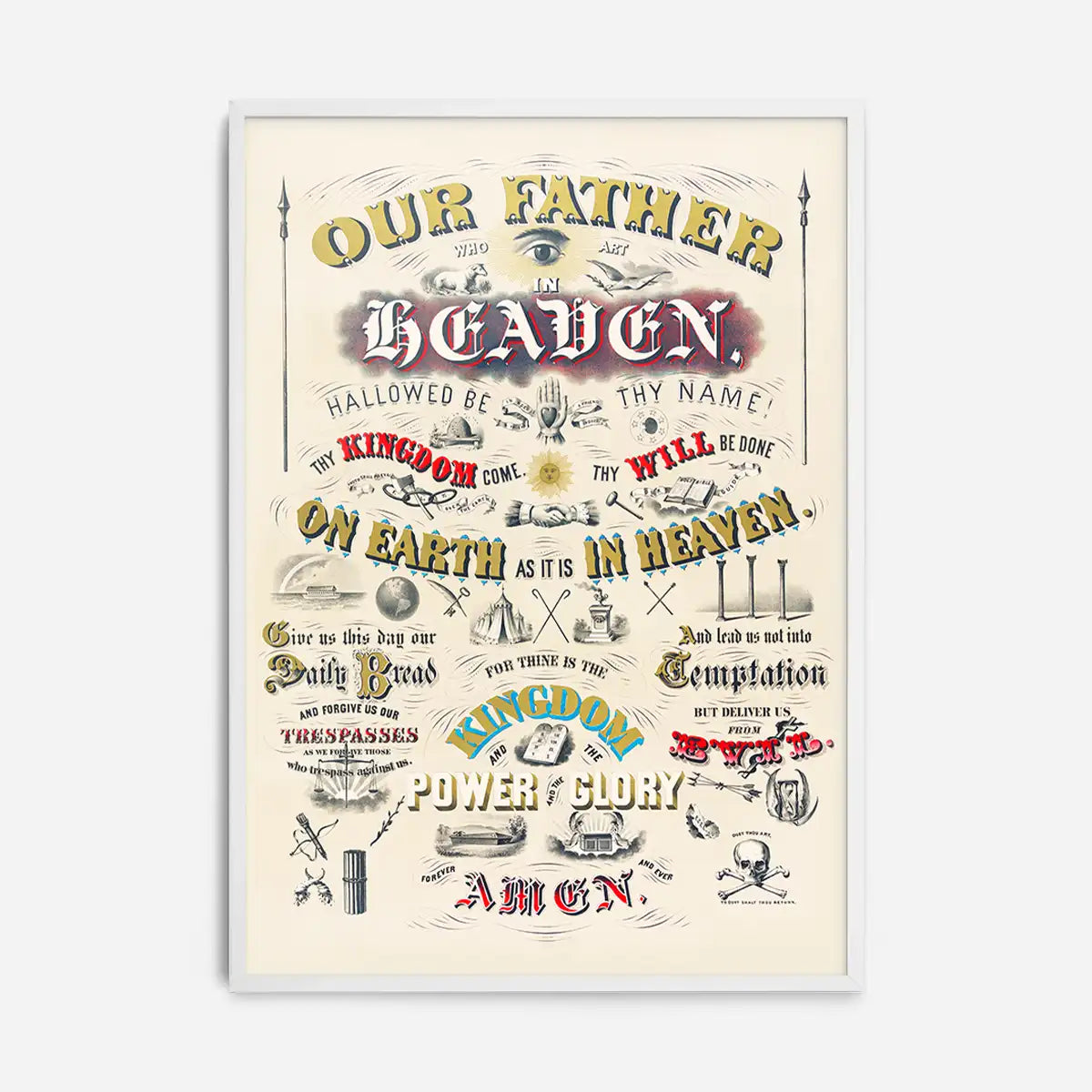 Our Father who art in Heaven Lords Prayer Typography Poster